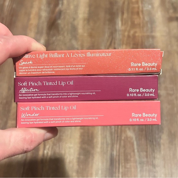 Lot of 3 Rare Beauty: Lip Gloss in SPARK & Tinted Lip Oils- WONDER & AFFECTION - Picture 2 of 15